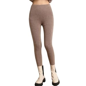 Women’s Cashmere Knit Pants Soft Thick Warm Elastic Slim Fit Thermal Trousers Stretchy Comfortable Winter Outfit
