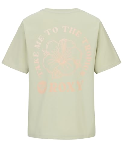 Image of Roxy Girls' Short Sleeve Oversized Fit Logo Tee, Crew Neck Graphic T-Shirt, Soft & Comfortable