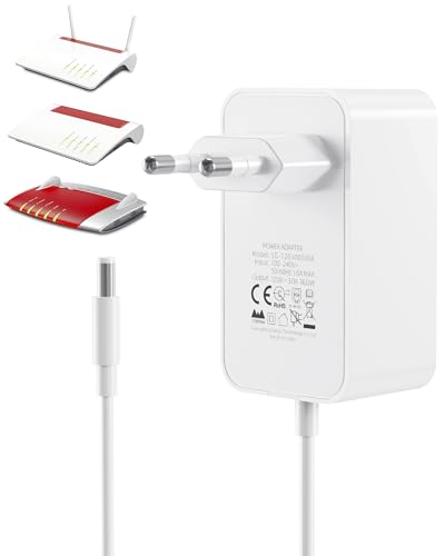 12V 3A Netzteil Ladegerät Kompatibel für AVM Fritz!Box 7690 7590 7560 7390 6490 5590 7540 7530 7510 7490 6690 7430 5530...WLAN Router und Telekom Speedport Smart Steckernetzteil-weiß
