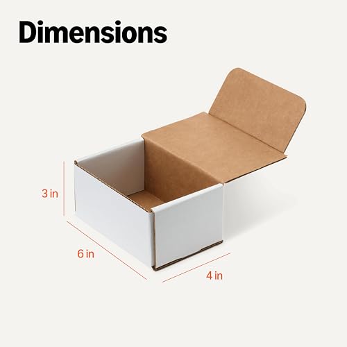 Image of Amazon Basics Cardboard Shipping Mailer Boxes, 6 inch x 4 inch x 3 inch, White, 50-Pack