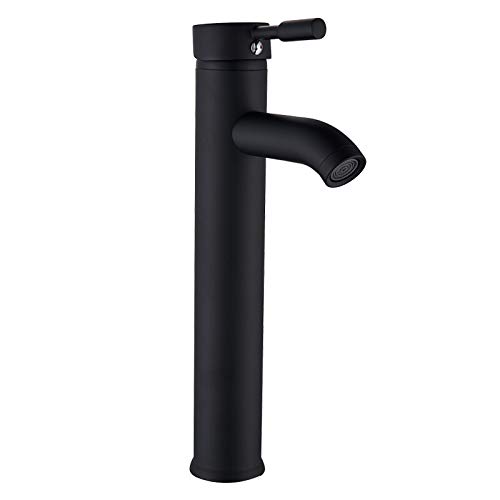 Mitigeur de lavabo noir mat haut JCAKES robinet eau chaude et froide pour salle de bains