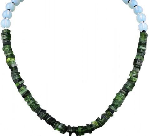 209 Cts Natural Single Strand Opalite & Jade Beads Womens Necklace CHIK_NECKLACE-31463