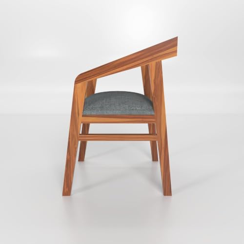 Image of Solid Sheesham Wood Dining Chair Set of 6 for Living Room & Dining Room | Wooden Arm Chair with Upholstered Cushion Seat | Premium Wooden Dining Chairs