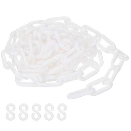 Image of PATIKIL White Plastic Chain, 10 ft 8mm Safety Barrier Chain