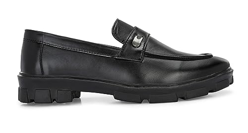 Image of MACTREE Men's Polyurethane (PU) Chunky Sole High Heel Loafers