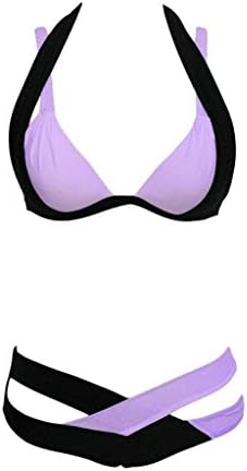 bikini Sexy Women's Fashion Push Up Halter Double Color Cross Set Fashionable