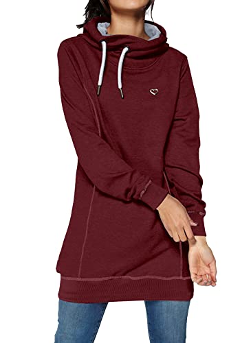 TrendiMax Sudadera larga con capucha para mujer, de invierno, con capucha, cálida, con capucha, interior de manga larga, suéteres, Vino, S Cover
