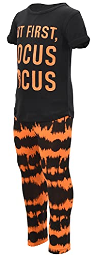 Image of Unique Baby 2 Piece Girls Printed Leggings Outfit with Short Sleeve Shirt Kid and Toddler Clothes Set