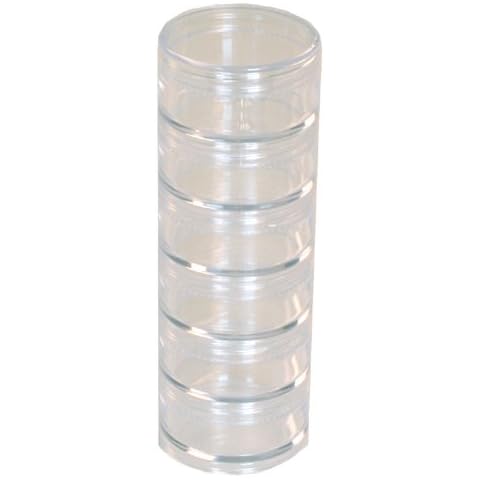 Paylak Storage Stackable Clear Containers 6 for Beads Crafts Findings Small Items 2" Round Cover