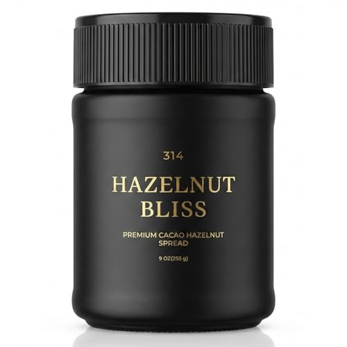 314 Hazelnut Bliss Premium Cacao Hazelnut Spread, 80% Roasted Hazelnuts, Sweetened with Dates, 3 Ingredients, No Palm Oil, 9 oz (255g)