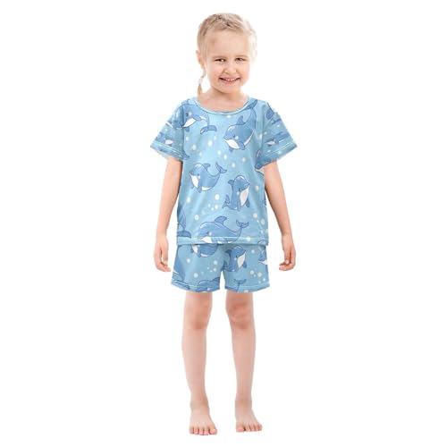 senya Short Sleeve Pajamas Sets Summer Cotton Sleepwear Cute Blue Dolphin3
