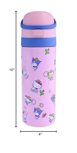 Image of Hello Kitty & Friends All-Over Character Print Pink 24 Oz Stainless Steel Water Bottle
