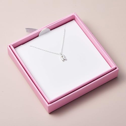 Collar de plata de ley con letra R Philip Jones colgante infantil con inicial ajustable 5
