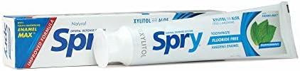 Spry Xylitol Toothpaste 5oz, Fluoride Free Toothpaste Adult and Kids, Teeth Whitening Toothpaste with Xylitol, Natural Breath Freshening, Mouth Moisturizing Ingredients, Peppermint (Pack of 6)