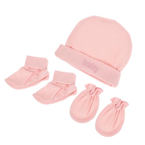BESPORTBLE 1set Newborn Scratch Mittens and Hat Kit for Soft Material Lightweight Hand Covers and Cap for Showers and Newborn Celebrations