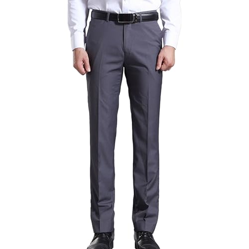 Men Stretch Flat Front Straight Fit Pant Casual Stretch Tapered Trousers Men Lightweight Comfy Pockets Trouser