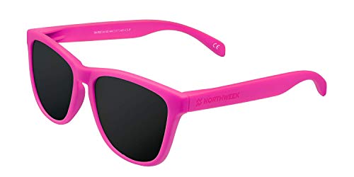 Northweek Regular Gafas de Sol, Matte Fluor Pink-Black Polarized, Talla única Unisex Adulto