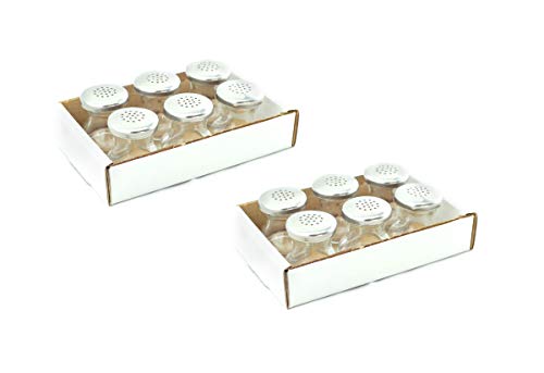 HostelNovo - Pack 12 saleros en Cristal con tapa de acero inoxidable - Resistente a corrosión - Diseño elegante y ergonómico - Práctico tamaño para la mesa