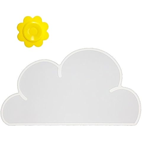 BITEYI Silicone Cloud Placemat Child Bowl pad Baby Slip & Heat Resistant Waterproof Table Mat Infant Dish Meal Mat (white) Cover