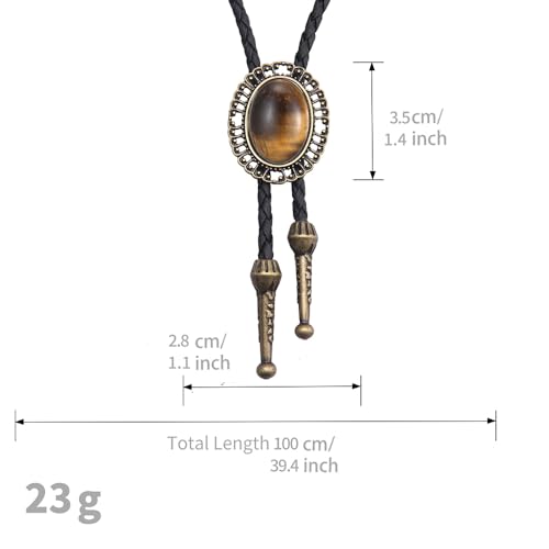 Image of AZORA Western Cowboy Bolo Tie Men Leather Necktie Leather Cord Turquoise Stone Bolo Ties for Men Women