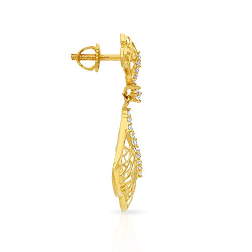 Malabar Gold & Diamonds 22k Yellow Gold Earrings for Women, Girls and Kids | 22 kt (916) BIS Hallmark Gold Drop Earrings for Birthday, Anniversary & Festive Gift - Image 2
