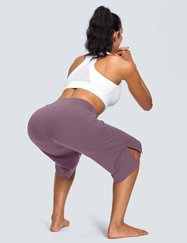 Image of ISEEGZ 15 inch /18 inch /21 inch Capri Pants for Women High Waist Wide Leg Yoga Capris with Pockets Stretchy Loose Fit Casual Workout