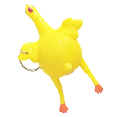 XJKLBYQ Porte-clés à Compression de Poulet, Mini clés de Poulet en Caoutchouc Jaune en Caoutchouc de Poulet Pendant, drôle Ponte des œufs ne nouveauté du Stress Relief clés (Couleur aléatoire)