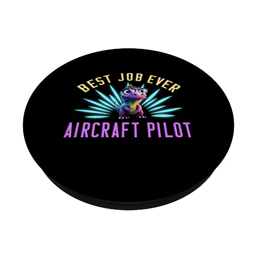 Best Job Ever Aircraft Pilot Finest Worker Profession Puns PopSockets Swappable PopGrip, Black - Image 2