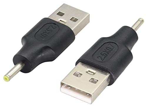 AAOTOKK (2 Pack USB to DC 2.5 × 0.7mm Power Adapter USB 2.0 A Male to DC 2.5×0.7mm Male 5 Volt DC Power Charge Barrel Connector for Tablet,Access Control Attendance,Electronic Dog.(M/2.5x0.7)
