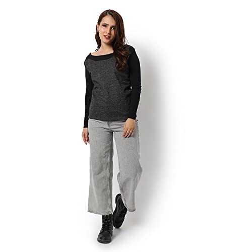 Image of PINACOLADA Women's Double Striped Hoodie with Ribbed Hem for Casual Wear | Hooded Neck | Long Sleeve | Pull On Closure | Cotton Sweatshirt Crafted with Comfort Fit for Everyday Wear