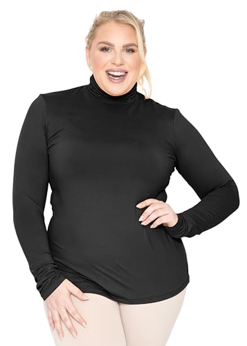 Image of Womens Turtle Neck | Long Sleeve and Sleeveless Top | Plus Size XL-7X | Tops Women White Turtleneck Women