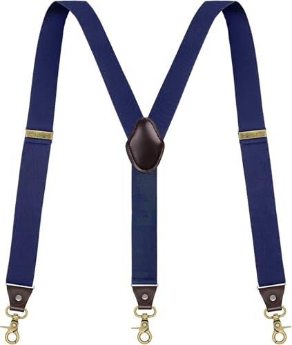 Image of Suspenders for Men, Adjustable Suspenders Gold Clip with Elastic Straps Y-Back Construction Heavy Duty for Work