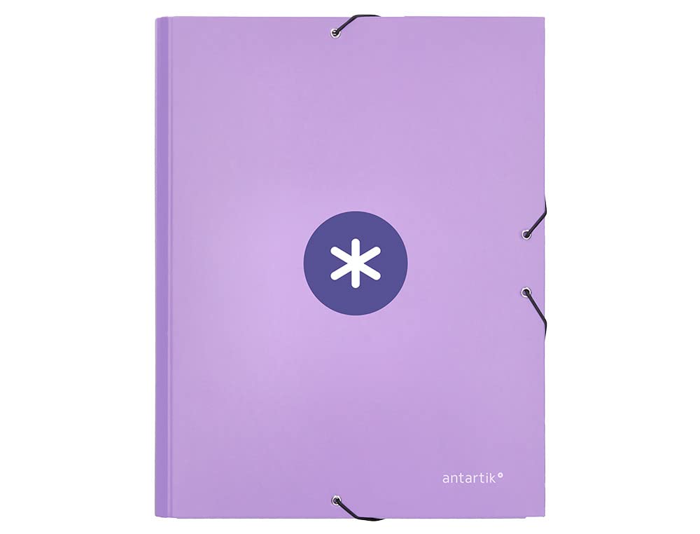 Carpeta liderpapel antartik gomas a4 3 solapas carton forrado color lavanda