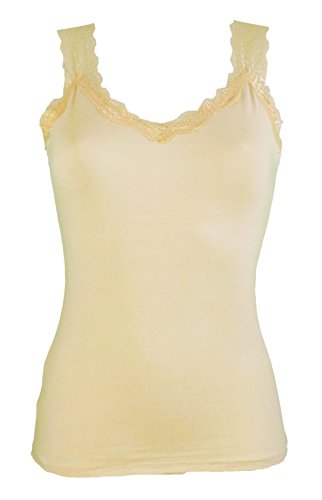 Miss Rouge - Top, camiseta de tirantes de encaje beige Talla única