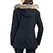 Alpine Swiss Duffy Womens Wool Blend Toggle Coat Removable Faux Fur Hood Classic Duffle Overcoat Warm Winter Jacket BLK L
