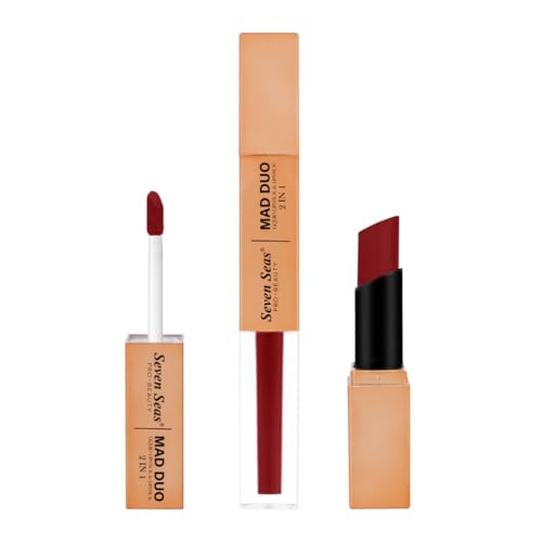 Image of Seven Seas 2in1 Non-Transfer | Smooth Texture | Hydrating | Long Lasting | Water-Proof | Full-Coverage Mad Duo Liquid Lipstick & Lipstick (Stella, 4ml,3g)