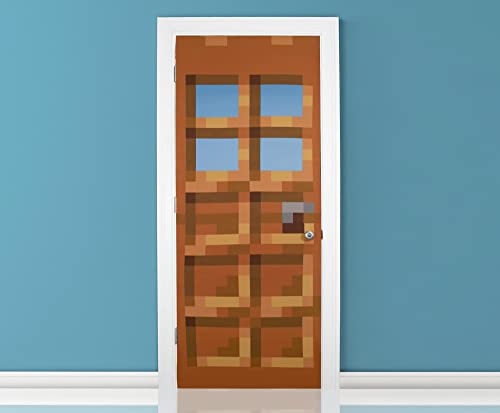 Minecraft Oakdoor Fabric Door Cling | Wall Decorations, Playroom Accessories, Kids Room Essentials Home Decor | Video Game Gifts and Collectibles | 34 x 82 Inches