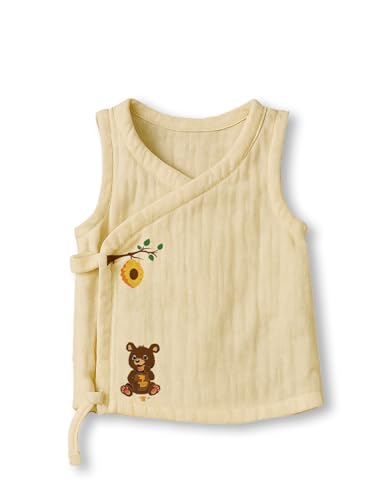 Image of Organic Cotton Muslin Jabla for Babies | Unisex Crinkled Angarka Jhabla | Soft Breathable Baby Product | Ivory Sleeveless Vest | All Season Wear | Pack of 2 | 6-12 Months
