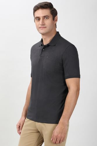 Image of Peter England Men's Cotton Abstract Geometric Print Polo T-Shirt - Casual Wear | Modern & Stylish