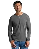 True Classic Long Sleeve Shirts for Men — Mens Long Sleeve Tee-Shirts, Henley Shirts for Men or Waffle-Knit Thermal T-Shirts - Henley - Regular, Pack of 1, Carbon, M