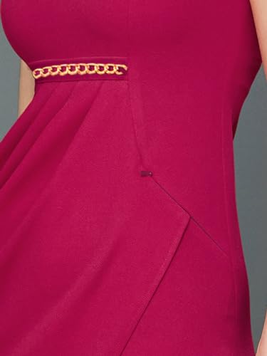 Image of Miss Chase Women's Comfortable Round Neck Sleeveless Striped Midi Bodycon Dress with Zipper