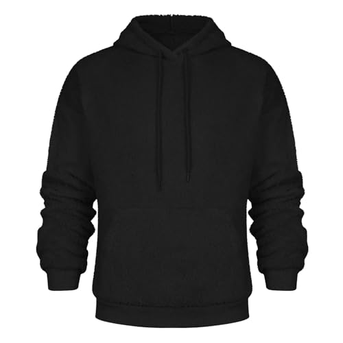 Men's Sweatshirts Heavyweight Plush Double-Sided Fleece Casual Hoodies Winter Thick Warm Solid Hooded Sweatshirt2