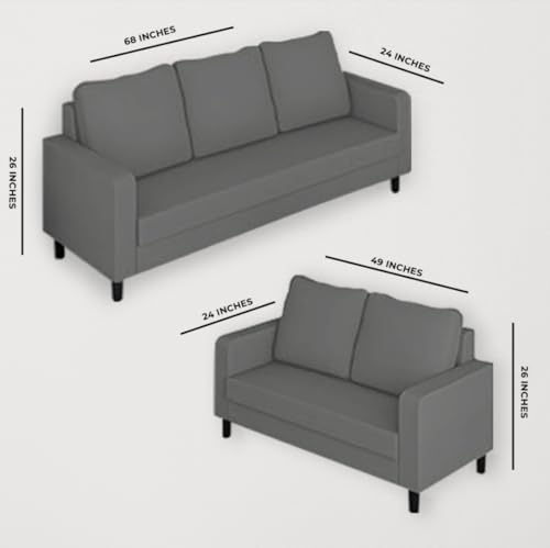 Image of The MM Furniture store Premium Fabric Sofa - Ash (3+2 Seater)