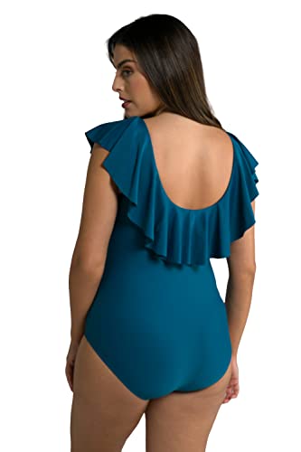 Ulla Popken Badeanzug, Volant, V-Ausschnitt