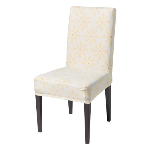 Image of House of Quirk Elastic Chair Cover Stretch Removable Washable Short Dining Chair Cover Protector Seat Slipcover (Pack of 1, Sunny Bloom)