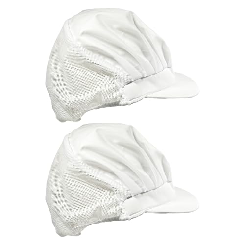 Bliceon 2 sombreros de chef unisex y redes para el cabello para catering, gorra de chef elástica, sombreros de cocina blancos para hombres y mujeres, para restaurantes, talleres y profesionales del