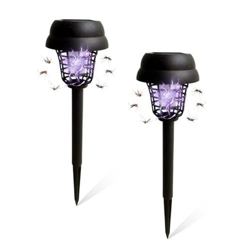 Anti - Zanzara solare, lampada anti - zanzara esterna, anti-zanzara UV a 360°, distruttore di mosche non tossico, lampada anti-zanzara per il giardino della cortile posteriore della casa (2 pezzi)