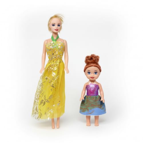 Image of Dolls for Girls with Cute Dress Play Set| Kids Dress up Makeup Role Play kit| Birthday Gift Fashion Doll for Girls| Toys for Children with Doll and accesories | Movable Hand & Legs (C19)