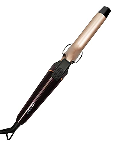Curling Wand, janelove 1" Rose Gold Cone Ceramic Curl Hair Wand LCD Display, 10 Heat Settings, Cool Tip, Auto Shut Off