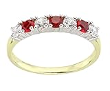 Old English Jewellers 9ct Yellow Gold on Silver Ruby Eternity Ring sizes J - V (L)
